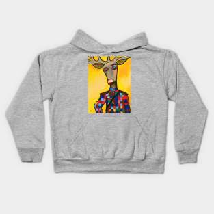 Portrait of my deer friend the general Kids Hoodie